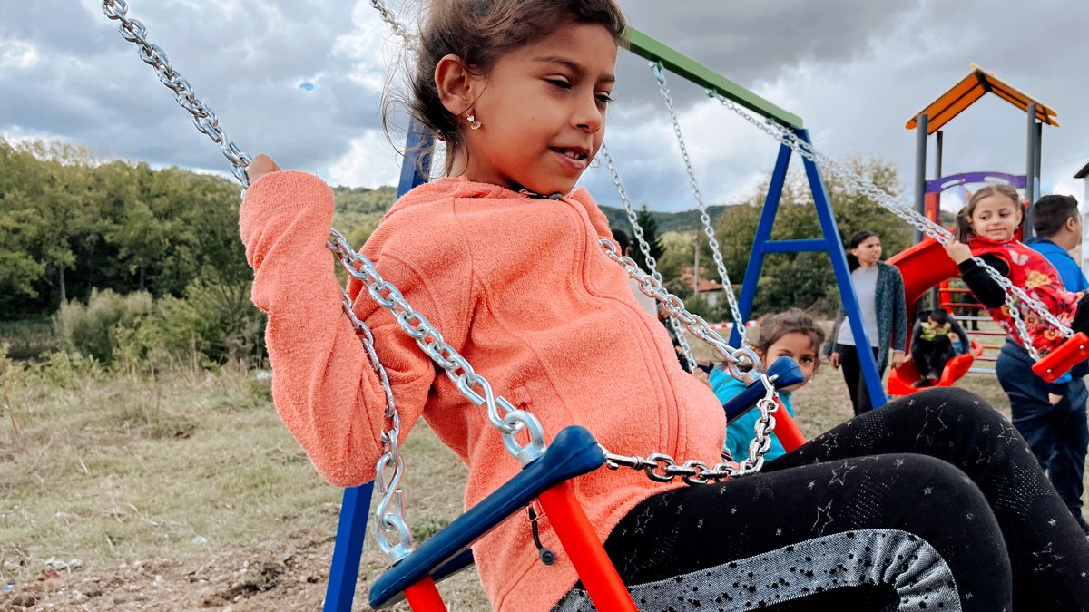 Children playing at a Changing a Generation playground in Bulgaria